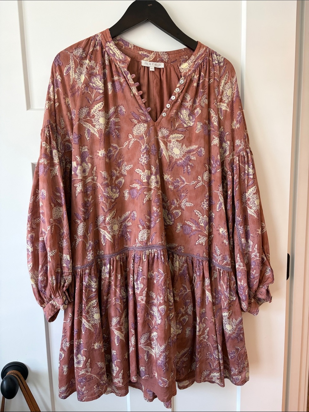 Boho Floral Dusty Rose Mini Dress